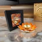 Brass Kamal Patta Akhand Diya for Pooja (Gold, 6 inches)