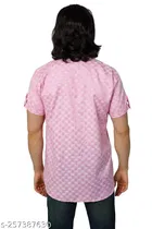 Cotton Blend Printed Short Kurta for Men 