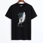 Round Neck Feather Printed T-Shirt for Men, Combo Pack of 2, Black & Beige, M