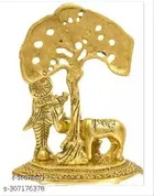 Aluminium Krishna with Cow Statue 