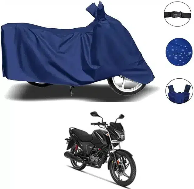 Waterproof & UV Protection Polyester Full Body Cover for Glamour BS6 Bike (Blue)