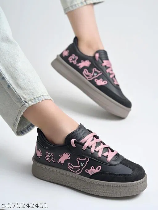 Printed Synthetic Slip-on Sneakers (Pink, IND-4)