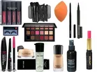 Profasional Best makeup combo of eyeshadow, lipstick,makeup brush, eyelashes,puff,fixer, primer, counter stick, foundation,matte lipstick,loose powder