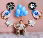 5 Pcs Birthday Space Theme Decorations Foil Blue Balloon