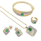 Gold-plated Silver, Green Jewel Set