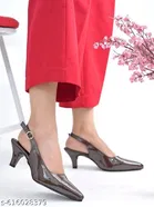 Shoetopia Brown Patent Leather Heel Sandals 