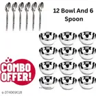 Stainless Steel 12 Pcs Bowls with 6 Pcs Spoon 