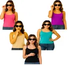 Cotton Solid Camisole for Women, Multicolour, Pack of 5 
