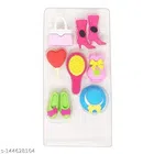 Barbie Makeup Shape Eraser for Girls (Multicolor, Pack of 7)