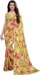 कनूड़ा फैंसी विमेंस जॉर्जेट फ्लावर प्रिंटेड साड़ी 