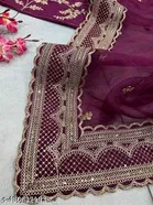 Georgette Solid Saree For Women, Purple
