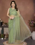 Bollywood Green Organza Net Saree for Women