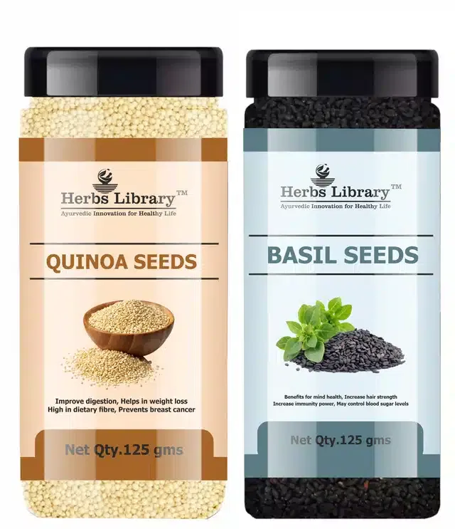 Herbs Library Quinoa and Basil Seeds (Pack of 2, 125 g)