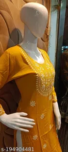Rayon Slub Embroidered Kurti for Women 