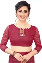 Net Solid Saree for Women 