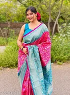 Litchi Silk Zari Woven Saree for Women, Pink 