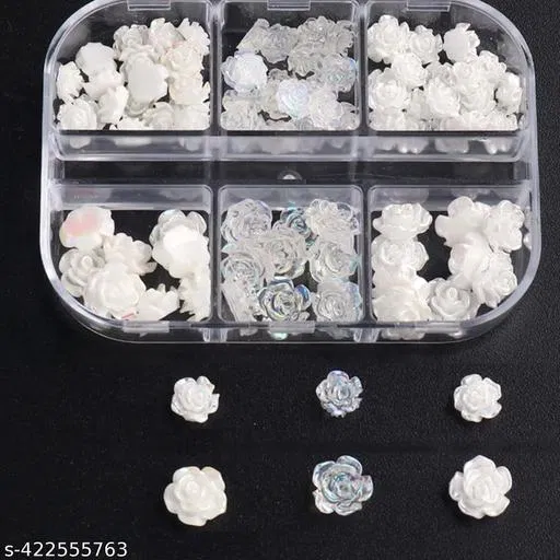 Flower Metal Beads Nail Decorations, Multicolor, Set of 1