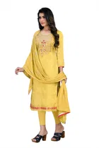 Chanderi Silk Unstitched Salwar Suit Fabric for Women 