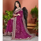 Vichitra Silk Embroidered Saree for Women (Wine, 6.3 m)