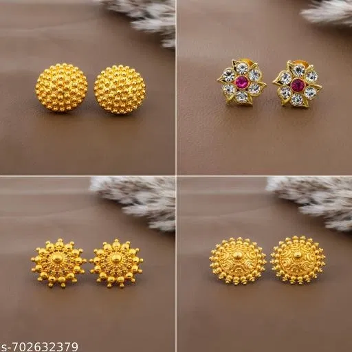 Stylish Antique Gold Plated Party Wear Stud Earrings
