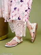 Shoetopia Cream Solid Flat Sandals 