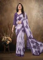 Art Silk Printed Saree for Women, Purple 