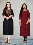 Geometric Printed A-line Kurti for Women, Pack of 2 