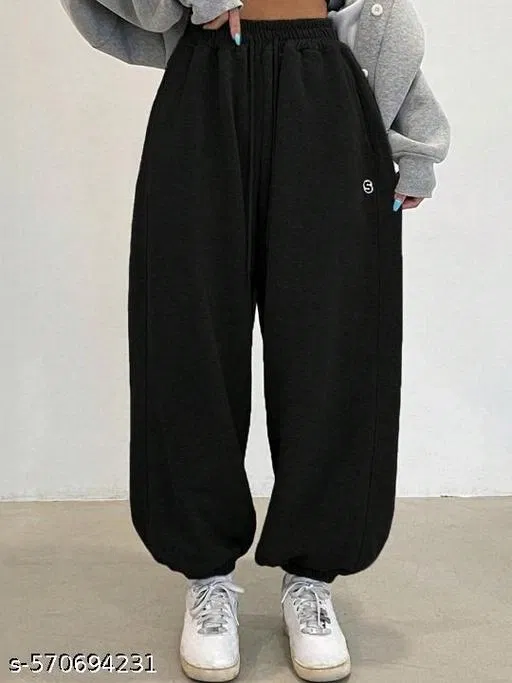 Cotton Blend Solid Trousers for Men, Black (XL)