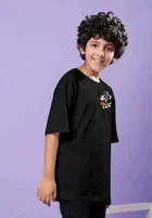 Cotton Blend Printed T-shirt for Boys, Black 