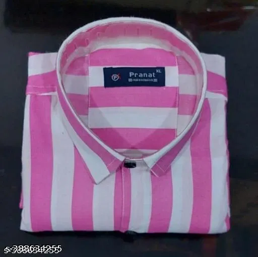 Cotton Blend Striped Shirt for Men, Multicolor (XL)