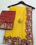 Chinnon Embellished Saree For Women, Yellow