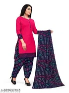 Cotton Blend Printed Salwar Suit for Women 