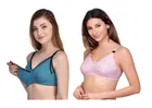 Cotton Blend Solid Non Padded Feeding Bras for Women 