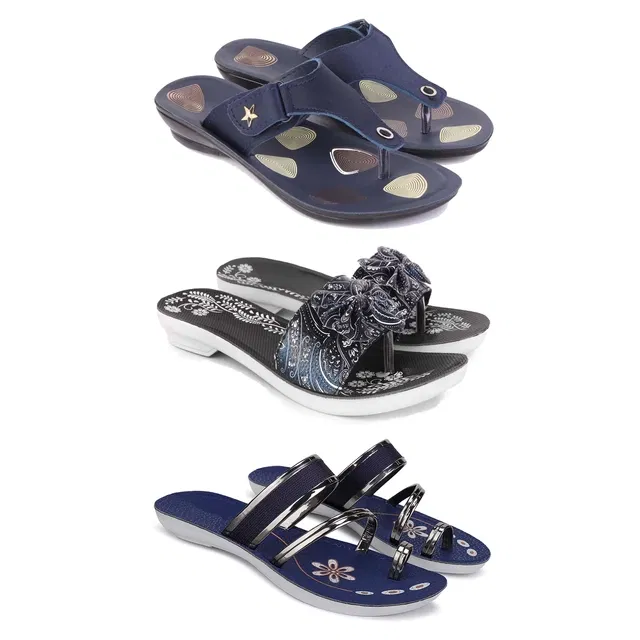 Flats for Women (Multicolor, 5) (Set of 3)