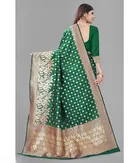 Litchi Silk Woven Design Saree for Women, Green 