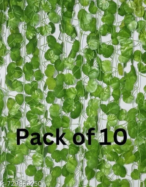 Artificial Leaves Moneyplant Garlands Plant for Women, Pack of 10 (Green)