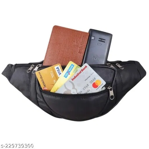Leather Waist Bag for Men (Black)