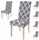 Polycotton Printed Chair Covers (Grey & White, 45x50 inches) (Pack of 8)