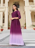 Colorblocked Fit and Flare Maxi Gown for Women 
