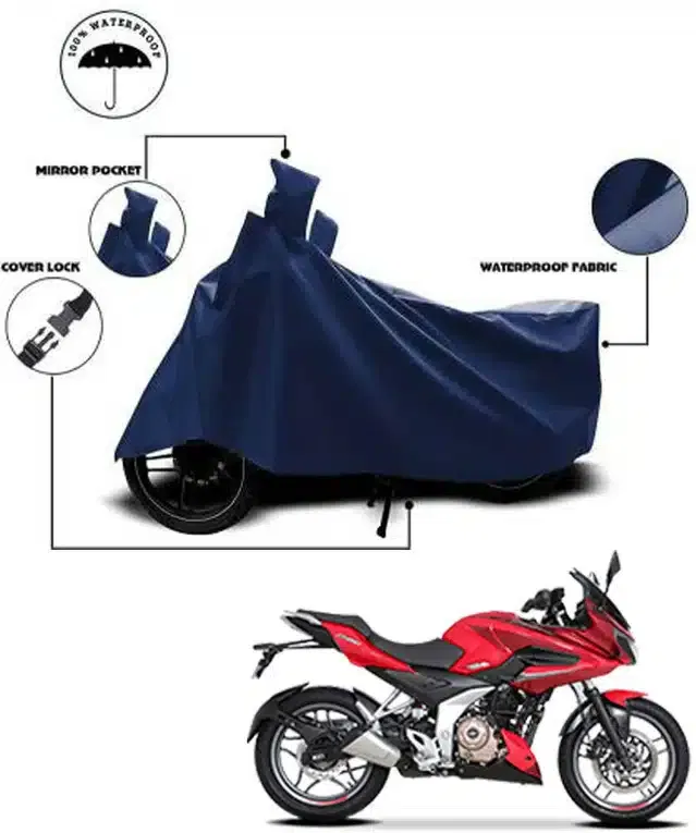 Waterproof & UV Protection Polyester Full Body Cover for Bajaj Pulsar SS400 BS6 Bike (Blue)