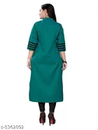 Solid Cotton Kurti with Show Button for Women 
