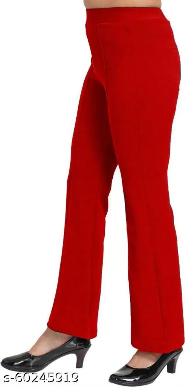 Cotton Blend Trouser for Women (Red, 34)