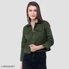 Cotton Blend Jacket for Women (Green, XL)