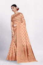 Linen Zari Woven Saree for Women 
