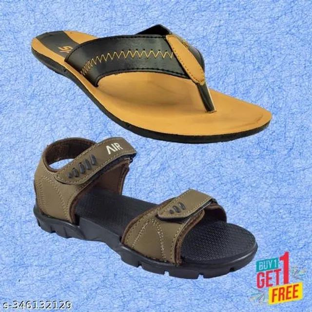 Sandal with Flipflop for Men (Multicolor, 9) (Pack of 2)