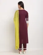 Cambric Cotton Embroidered Kurta with Pant & Dupatta for Women 