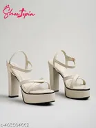 Shoetopia Cream Heel Sandals Size IND-6