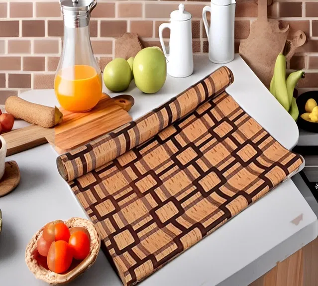PVC Printed Shelf Mat Roll (Multicolor, 5 m)