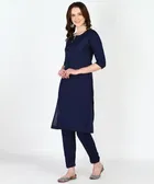 Viscose Rayon Embroidered A-Line Kurti with Pant 
