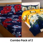 Polycotton Double Bedsheet with 2 Pillow Cover 88x88 Inch (Blue) & (Multicolor) Pack of 2